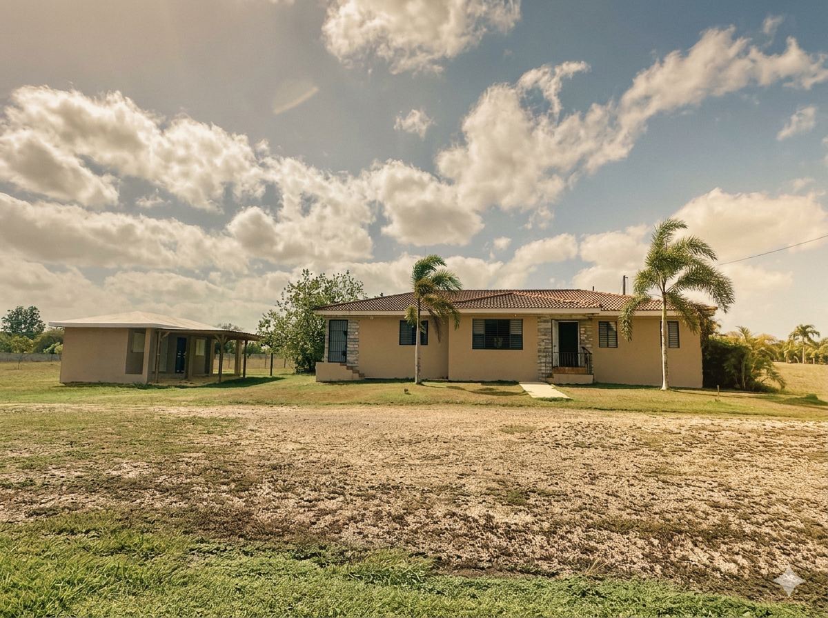 The Lifehouse Children's Home and its grounds in the Dominican Republic, bathed in warm afternoon light